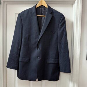 Calvin Klein navy dark blue pinstripe 100% wool blazer jacket size 44s